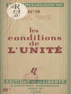 cover image of Les conditions de l'unité